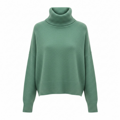 Maglione collo alto con bottoni sui polsi
