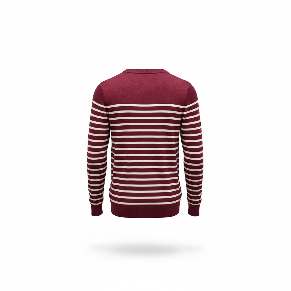 Maglione scollo a V a righe bordeaux