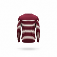 Maglione scollo a V a righe bordeaux