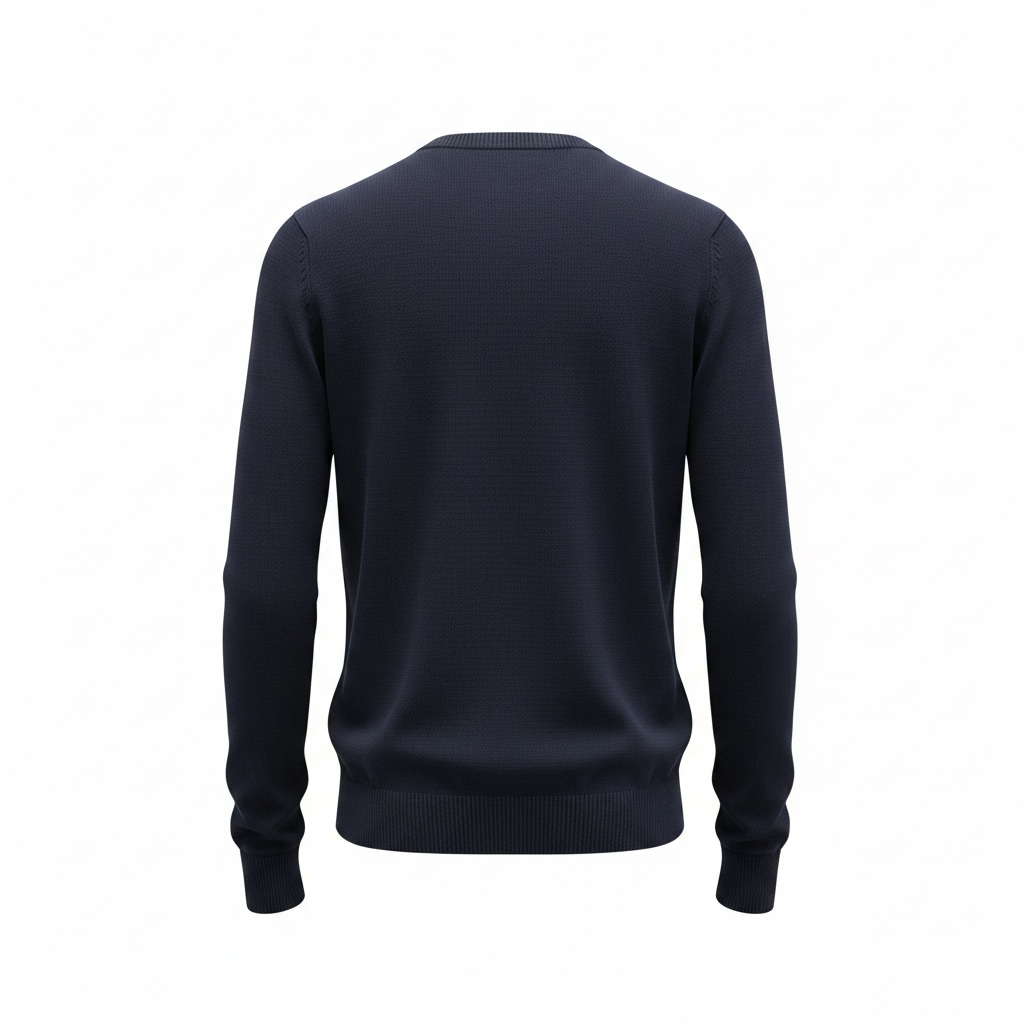 Maglione blu scollo a V in maglia rasata