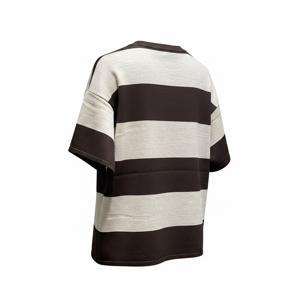 Maglione a mezza manica a righe larghe