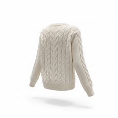 Maglione con scollo a V e lavorazione a trecce