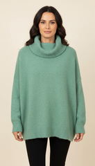Maglione collo alto con bottoni sui polsi