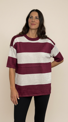 Maglione a mezza manica a righe larghe