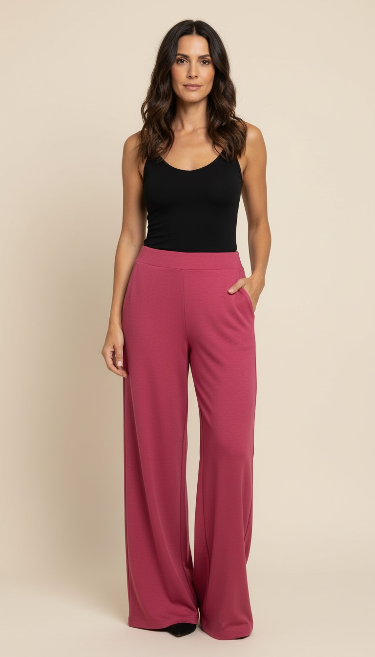 Pantalone a palazzo vita alta e cerniera laterale