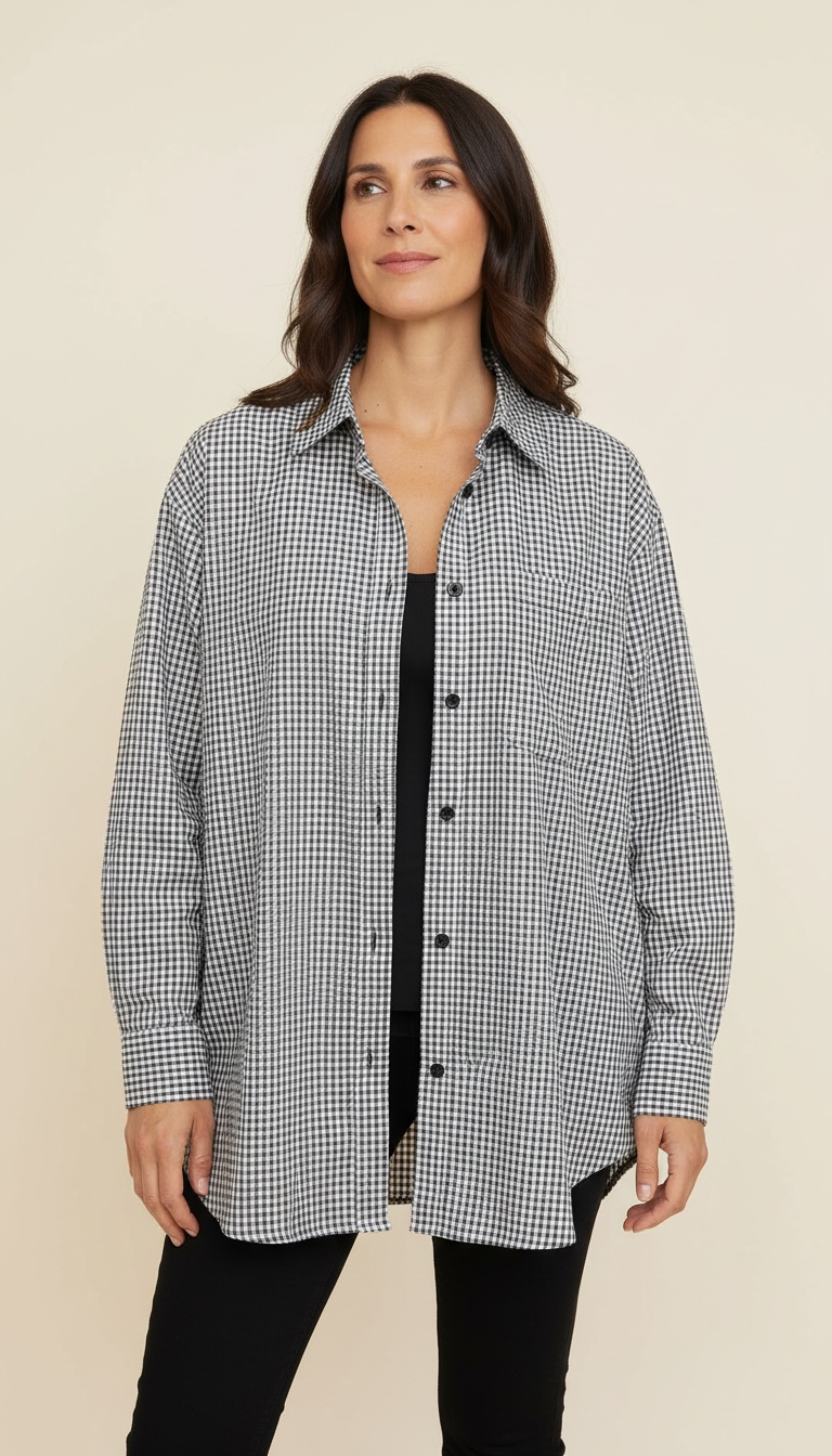 Camicia oversize basica a quadretti