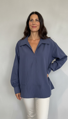 Camicia donna oversize con maniche a palloncino