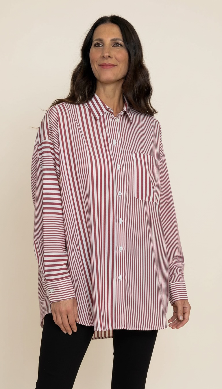 Camicia a righe oversize con taschino