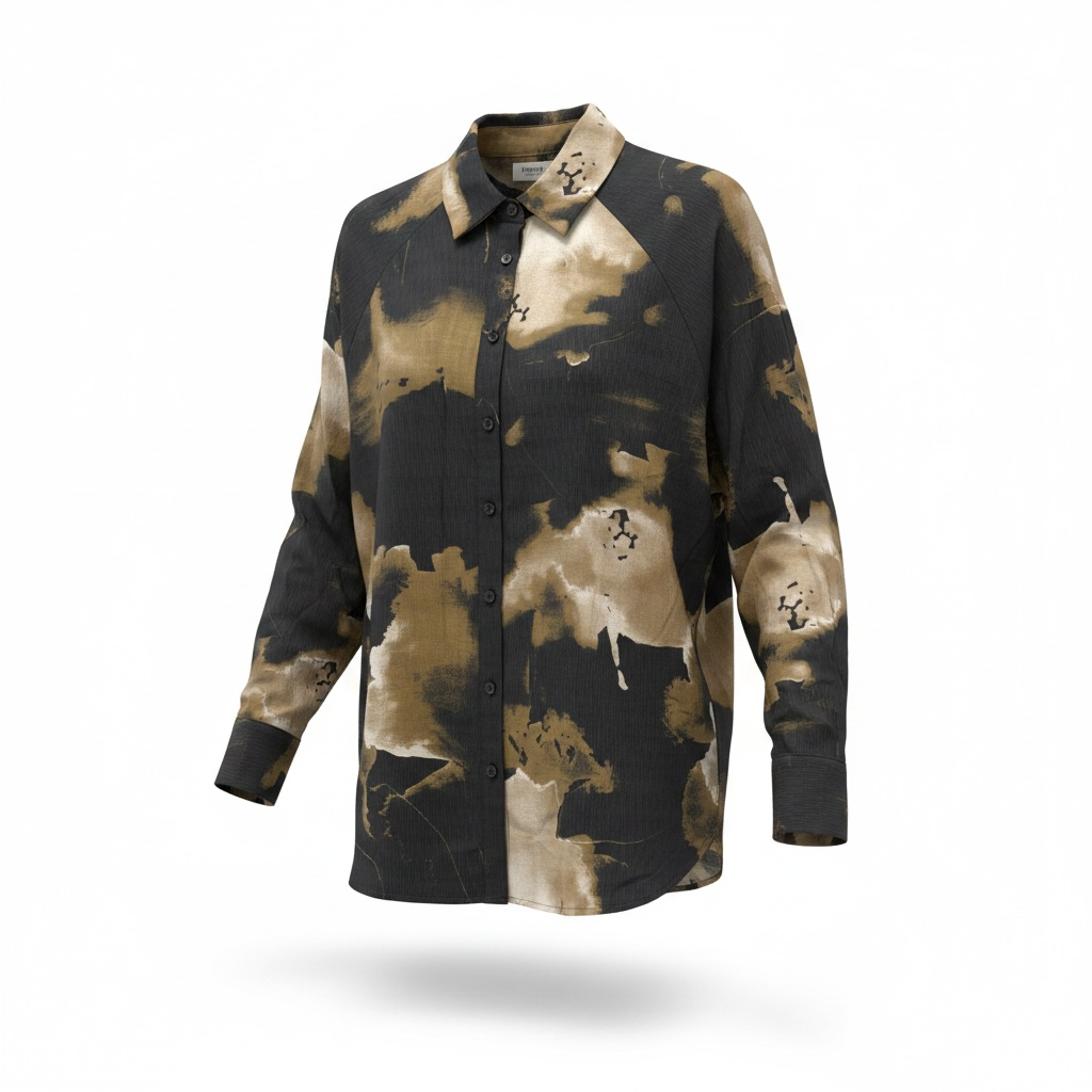 Camicia oversize con stampa astratta