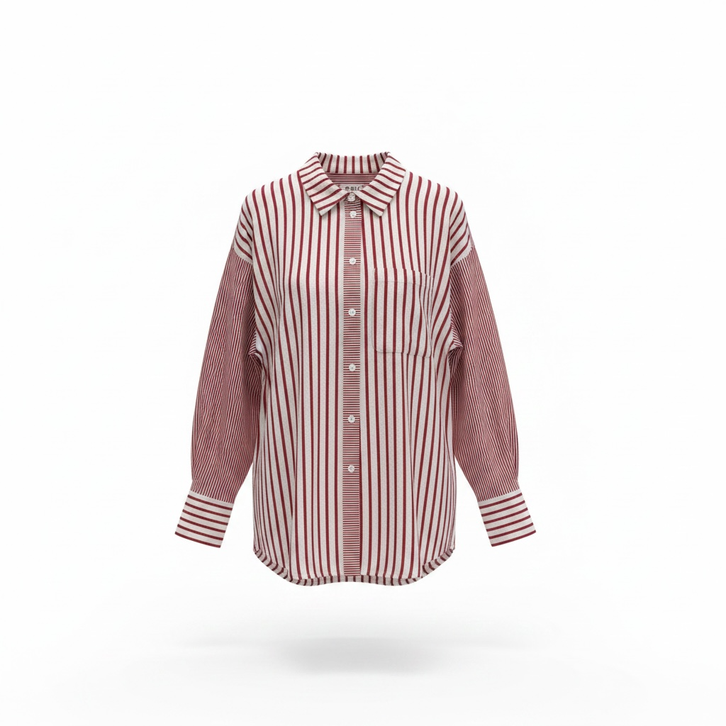 Camicia a righe oversize con taschino