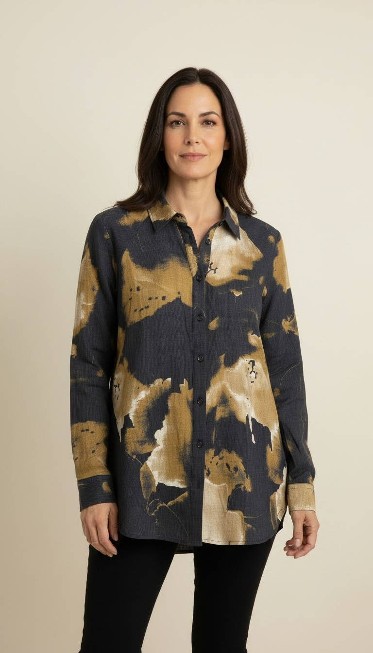 Camicia oversize con stampa astratta