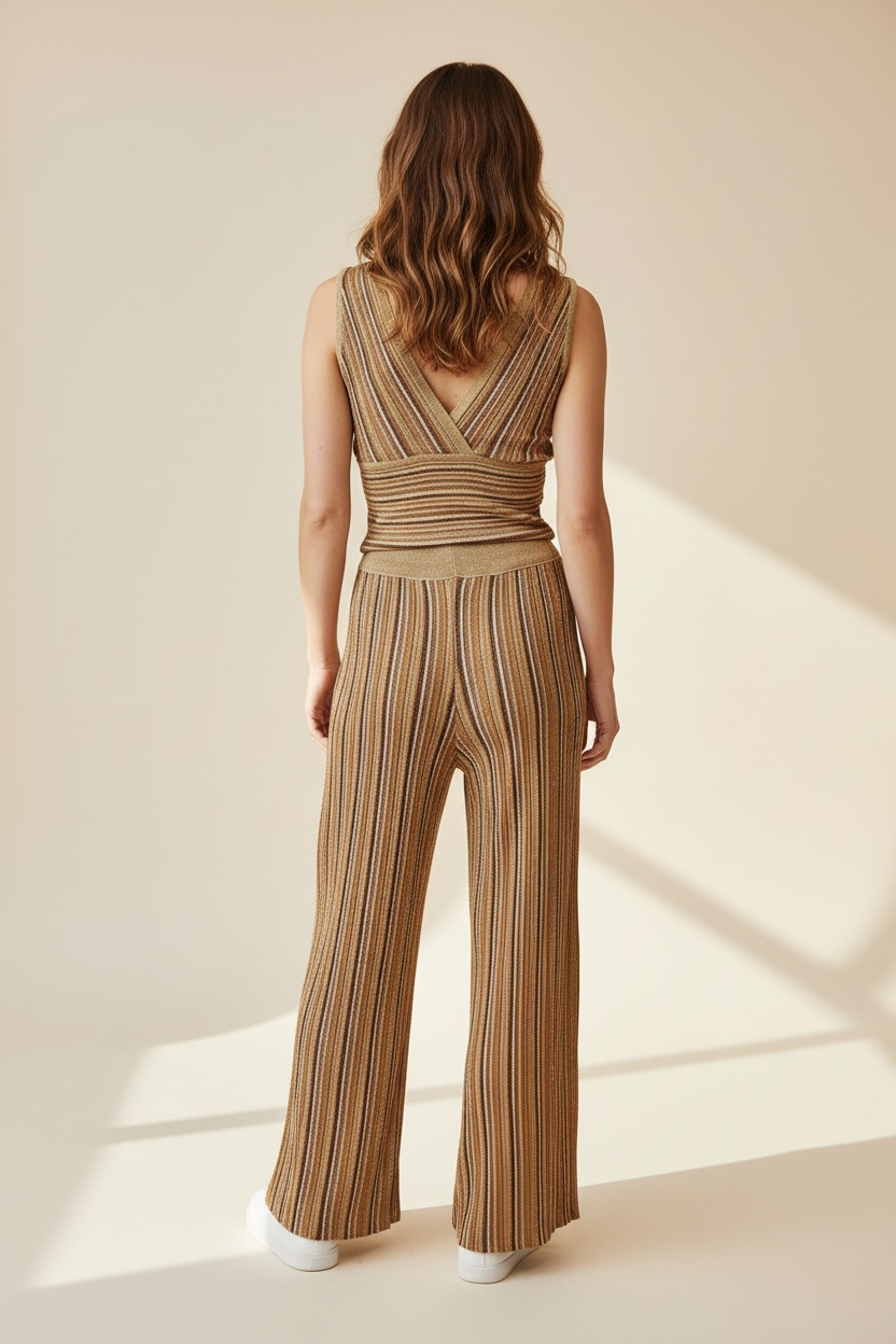 PANTALONE IN LUREX CON ELASTICO EFFETTO PLISSÉ' - image 2