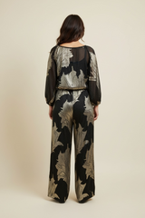 PANTALONE IN VELO A PALAZZO CON ELASTICO IN LUREX - image 4