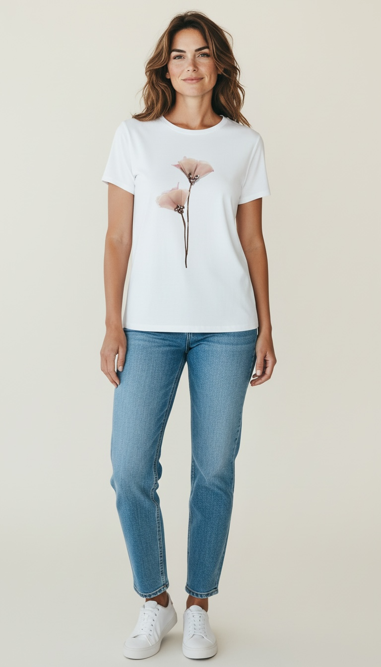 T-SHIRT CON STAMPA FIORI